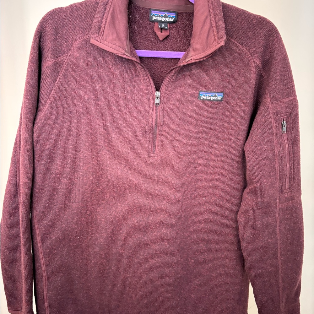 Patagonia Men's Burgundy Zip-Up Sweater